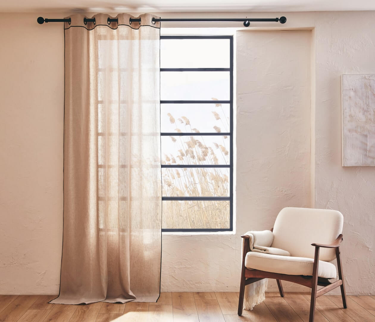 Tende sottili in lino bianco ALTO